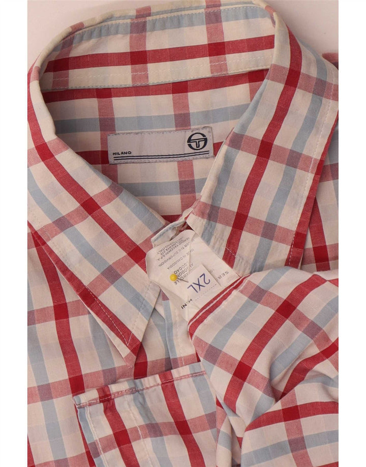 Sergio Tacchini Mens Short Sleeve Shirt 2XL Multicoloured Check Cotton