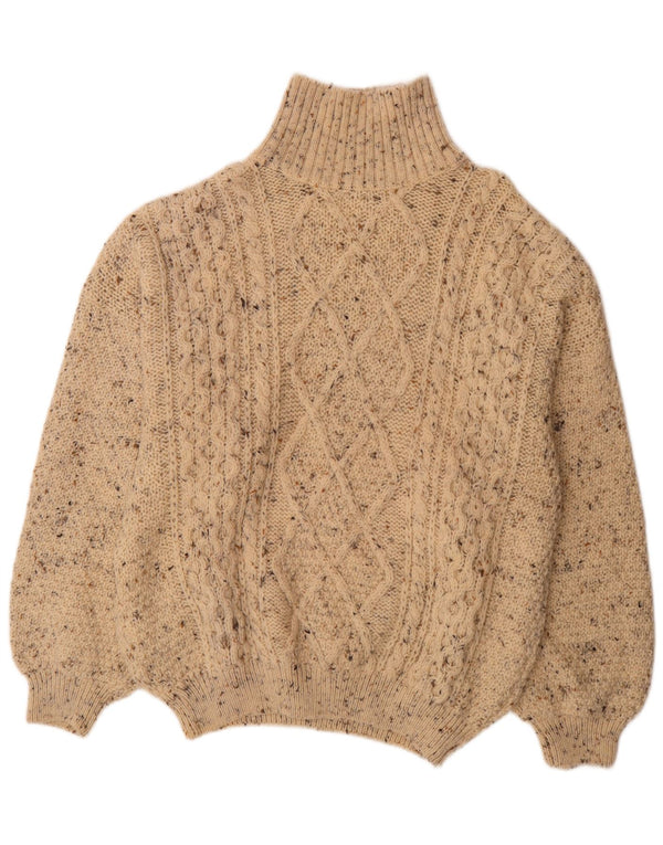 Vintage Mens Roll Neck Jumper Sweater XL Beige Flecked New Wool