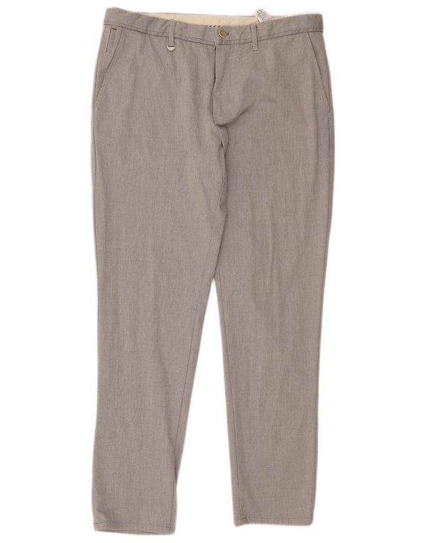 Zara Mens Slim Chino Trousers EU 44 Large W34 L30 Grey Cotton