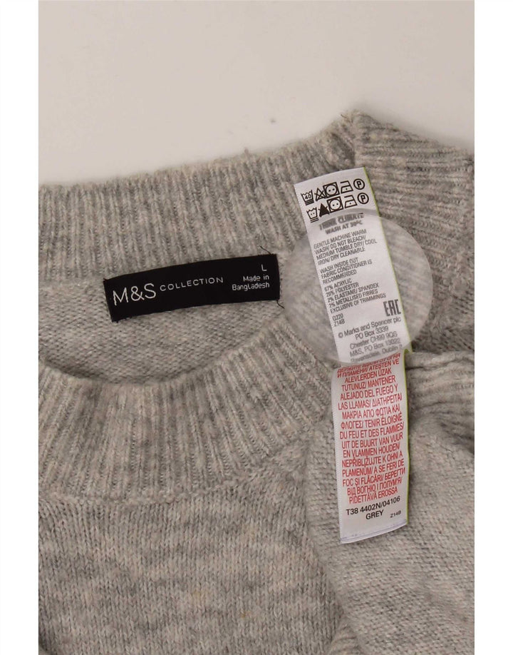 Marks & Spencer Womens Crew Neck Jumper Sweater UK 16 Large Grey