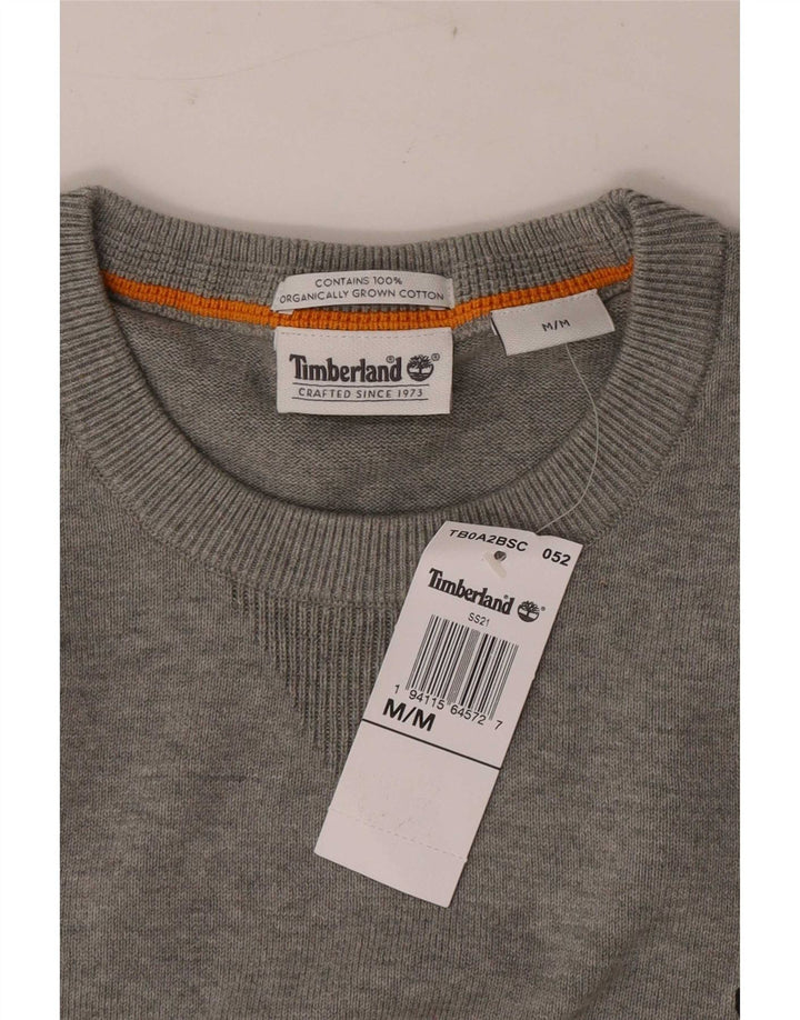 Timberland Mens Crew Neck Jumper Sweater Medium Grey Flecked Cotton