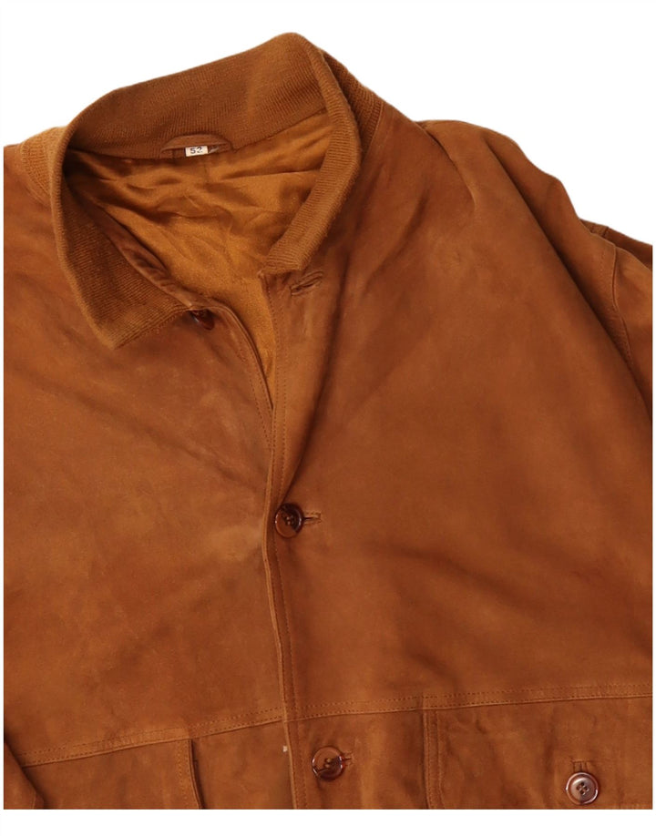 Vintage Mens Suede Bomber Jacket IT 52 XL Brown Leather