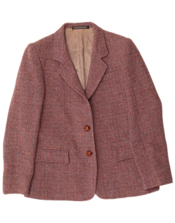 Orvis Womens Harris Tweed Blazer Jacket UK 12 Medium Red Herringbone
