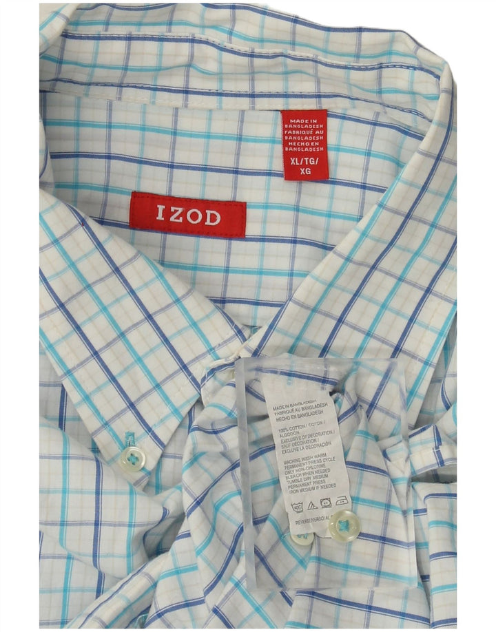 Izod Mens Checked  Shirt XL White Check Cotton