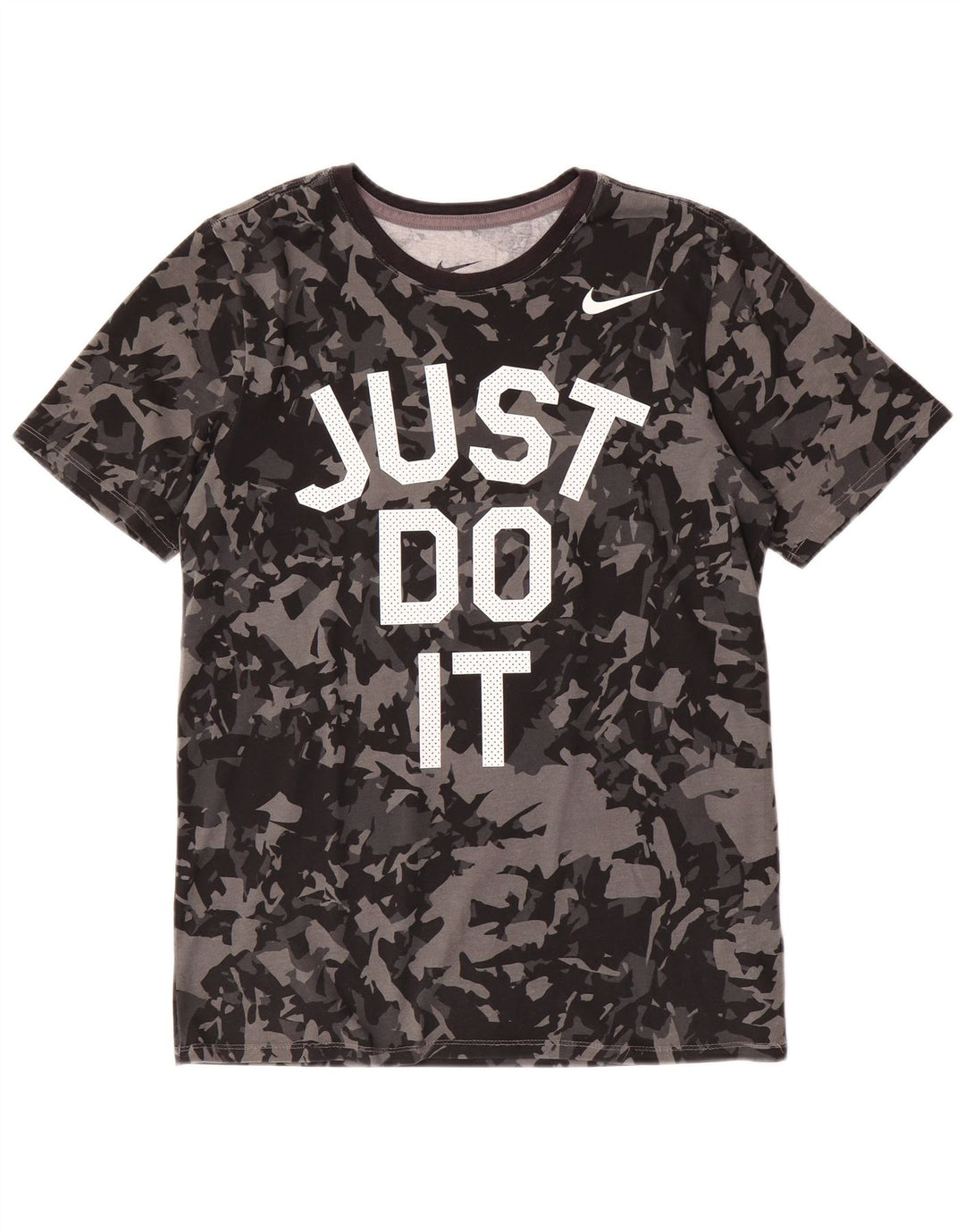 NIKE Mens Athletic Cut Graphic T-Shirt Top Small Black Camouflage Cotton