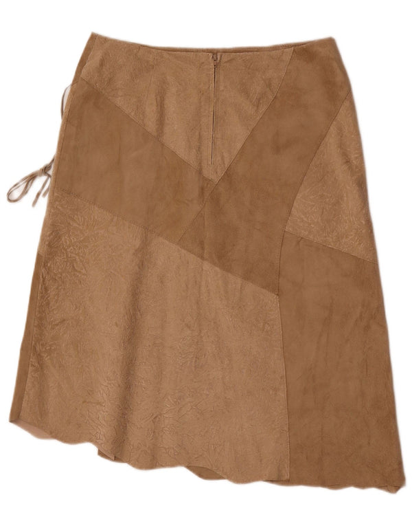Vintage Womens Suede Skirt IT 46 Large W30 Beige Leather