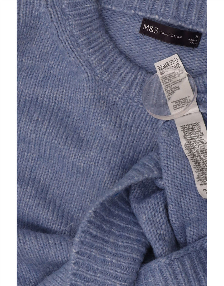 Marks & Spencer Womens Oversized Crew Neck Jumper Sweater UK 14 Medium Blue