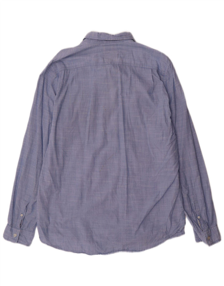 Guess Mens Regular Fit Pullover Shirt XL Blue Cotton