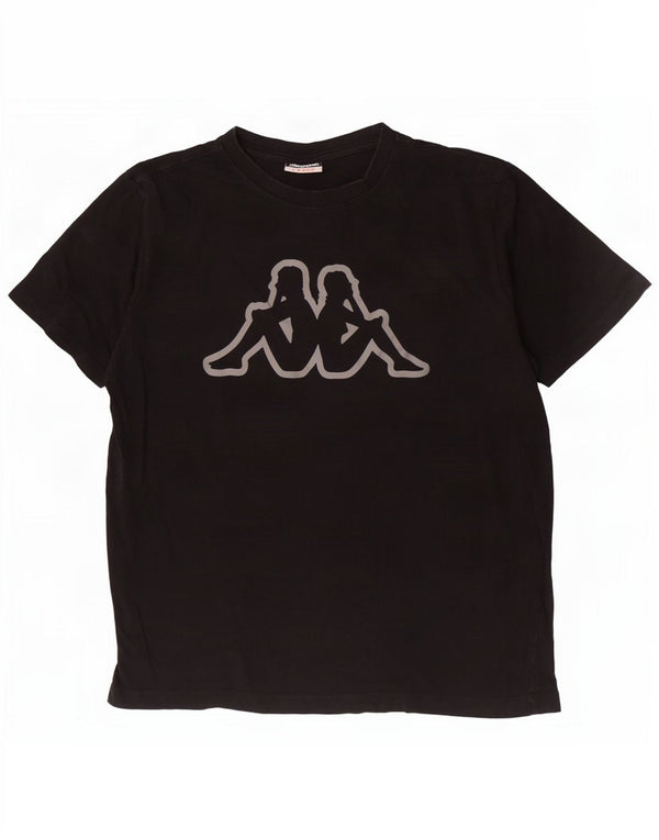 Kappa Mens Graphic T-Shirt Top Large Black Cotton