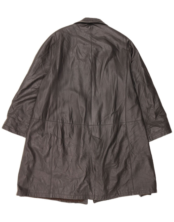 Vintage Womens Leather Coat UK 16 Large Black