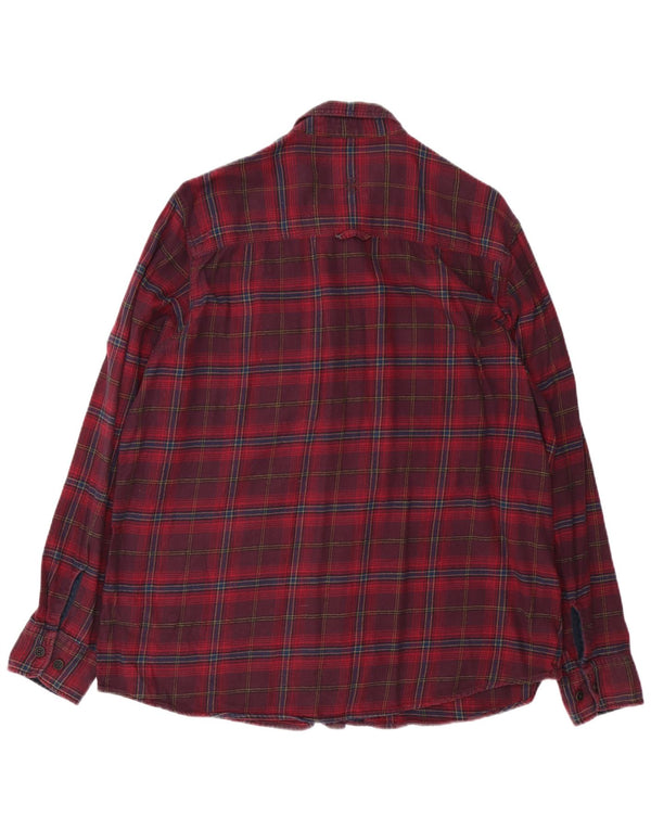 Fat Face Mens Flannel Shirt XL Burgundy Check Cotton