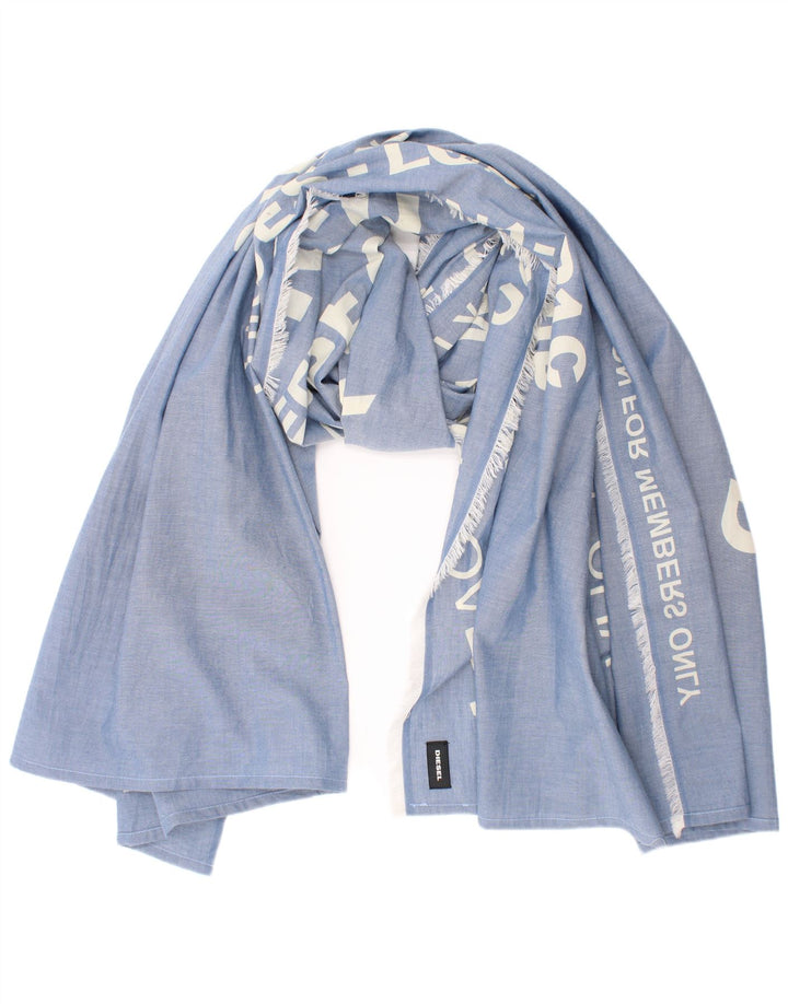 Diesel Womens Graphic Rectangle Scarf One Size Blue Cotton