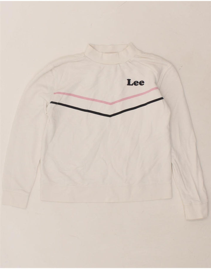 LEE Womens Regular Fit Sweatshirt Jumper UK 10 Small White Cotton Vintage Lee and Second-Hand Lee from Messina Hembry 