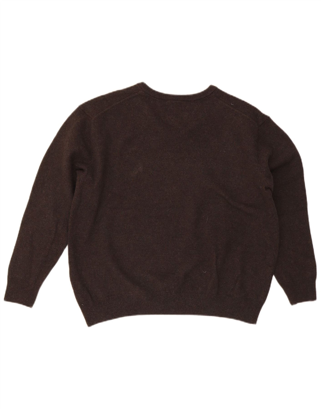 Lacoste Mens V-Neck Jumper Sweater Size 7 2XL Brown Wool