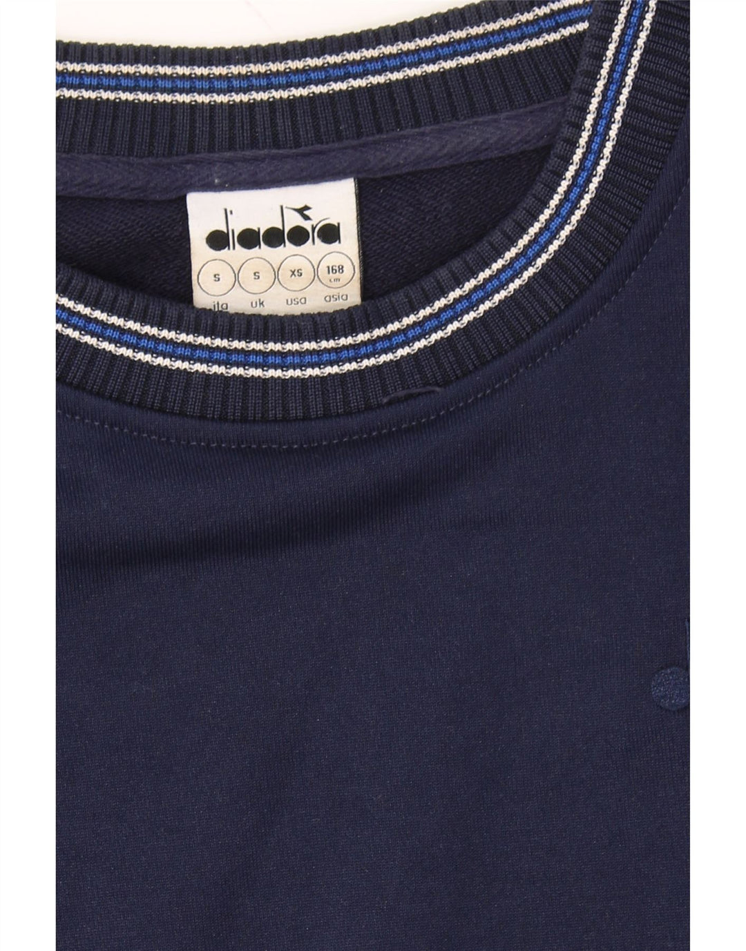 DIADORA Mens Oversized Graphic Sweatshirt Jumper Small Navy Blue Cotton Vintage Diadora and Second-Hand Diadora from Messina Hembry 