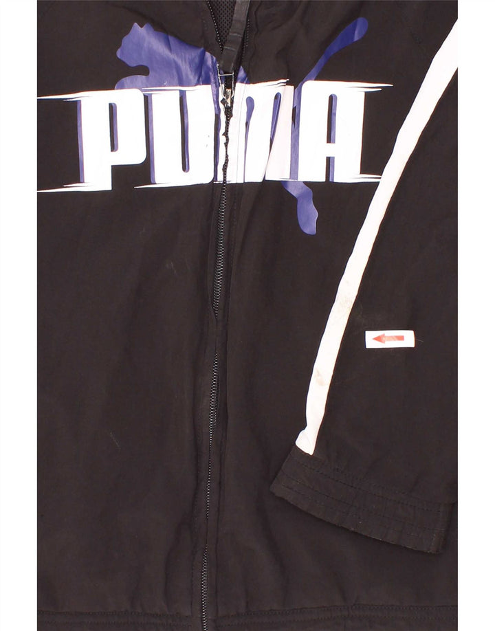 Puma Boys Graphic Tracksuit Top Jacket 9-10 Years Black Colourblock