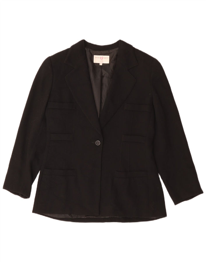 Emanuel Ungaro Womens 1 Button Blazer Jacket IT 48 XL Black
