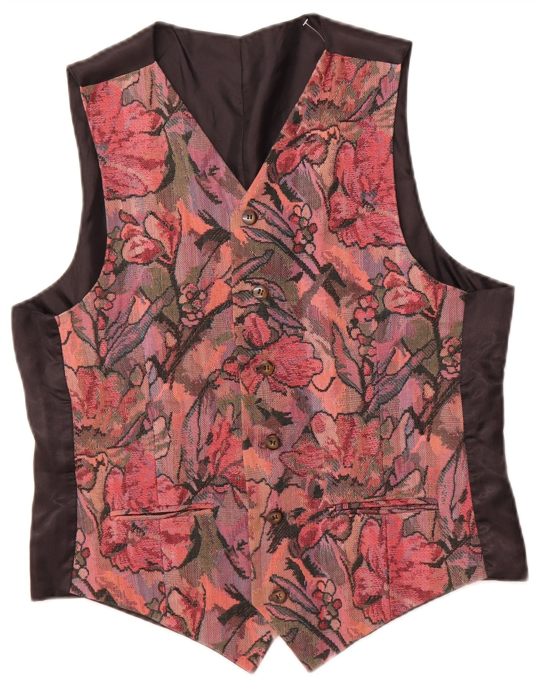 VINTAGE Mens Waistcoat IT 48 Medium Pink Floral