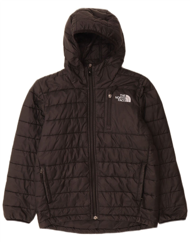 The North Face Boys Hooded Padded Jacket 9-10 Years Medium Black Polyester