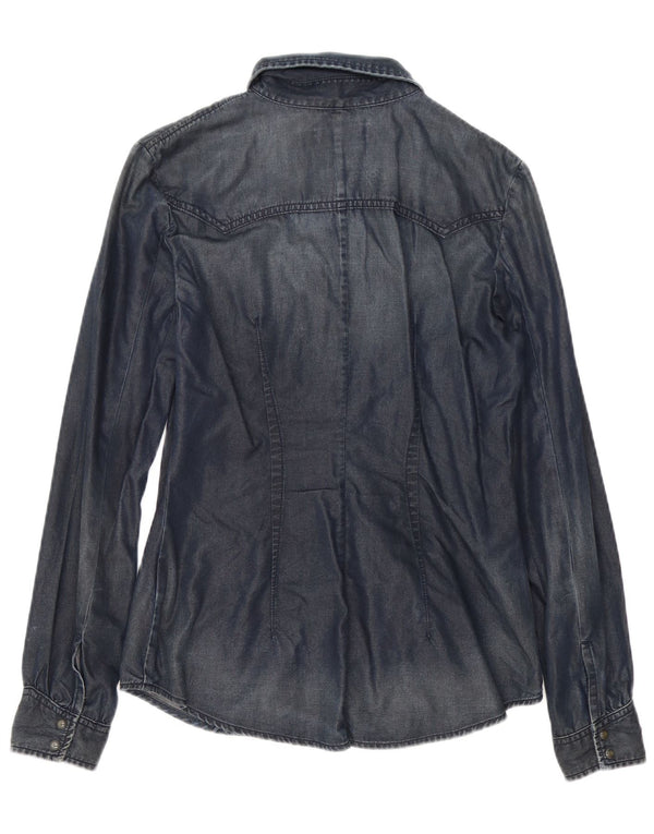 Diesel Womens Denim Shirt UK 12 Medium Navy Blue Cotton