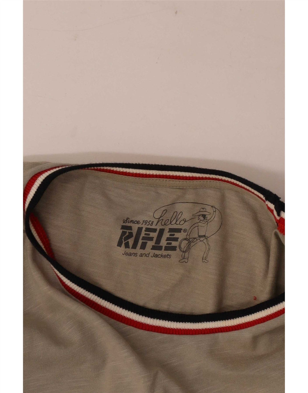 Rifle Mens Graphic Top Long Sleeve Large Grey Striped