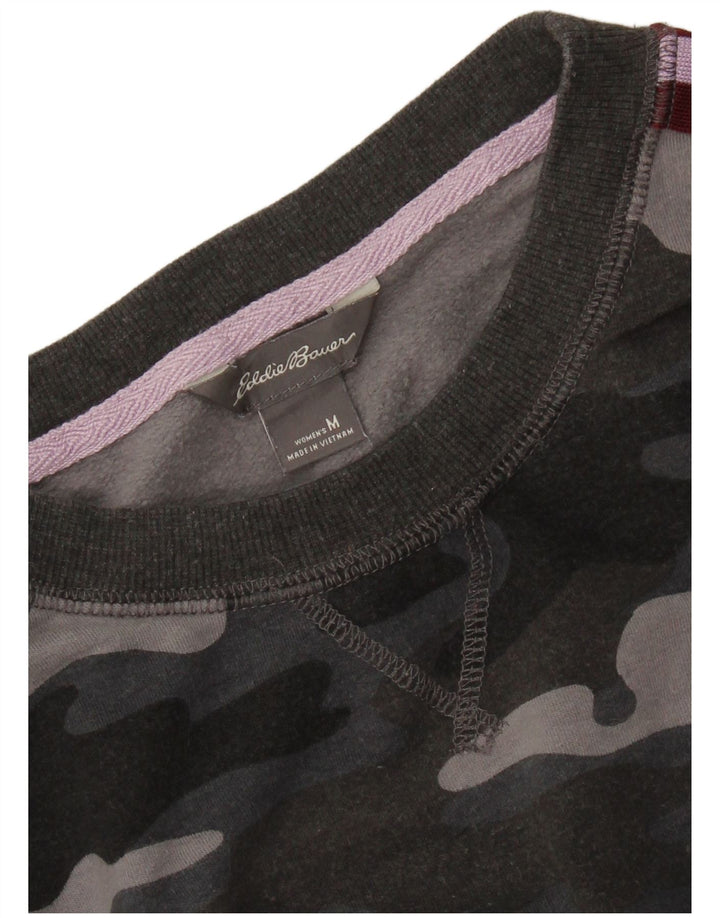 EDDIE BAUER Womens Sweatshirt Jumper UK 14 Medium Grey Camouflage