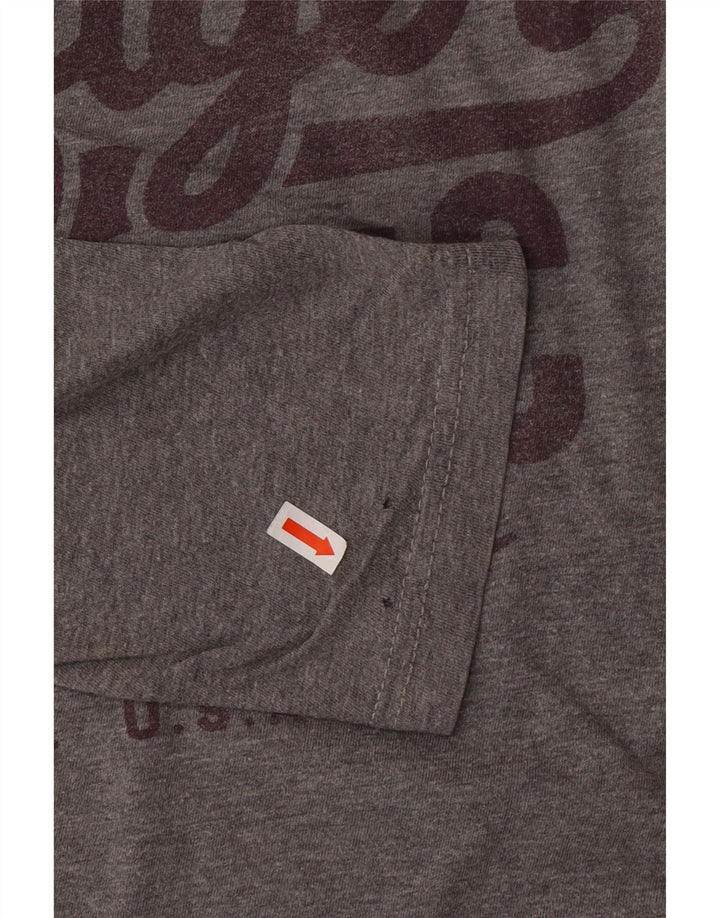 TOMMY HILFIGER Mens Graphic Top Long Sleeve Large Grey Cotton