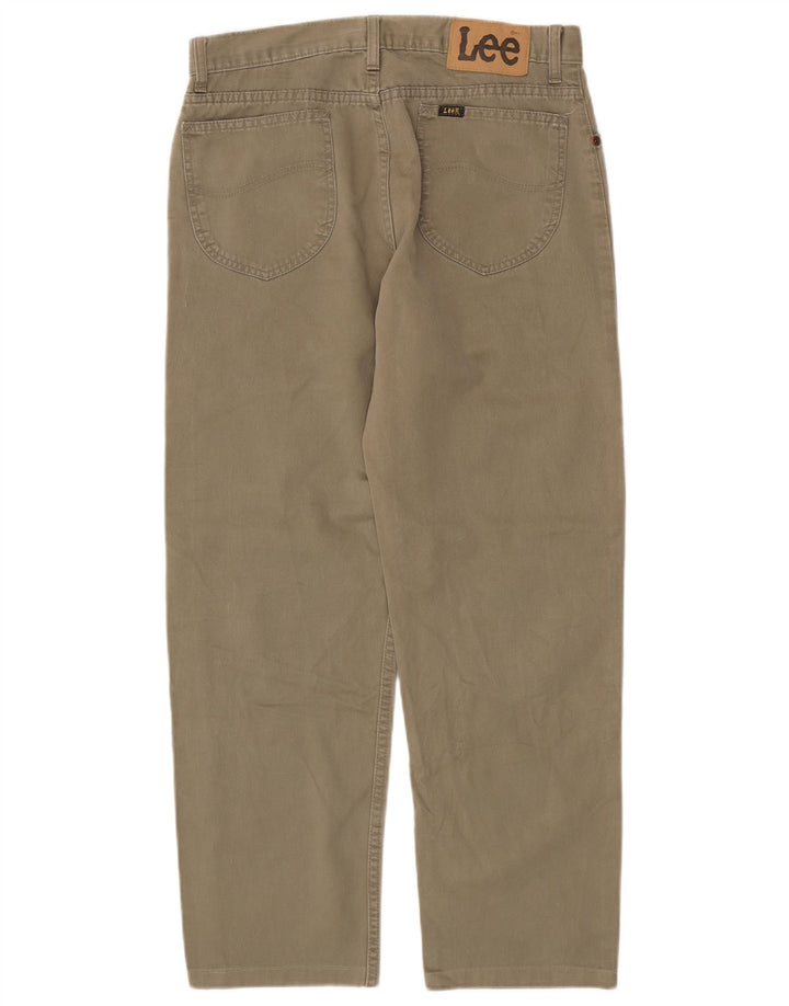 LEE Mens Brooklyn Straight Casual Trousers W32 L30 Khaki Cotton