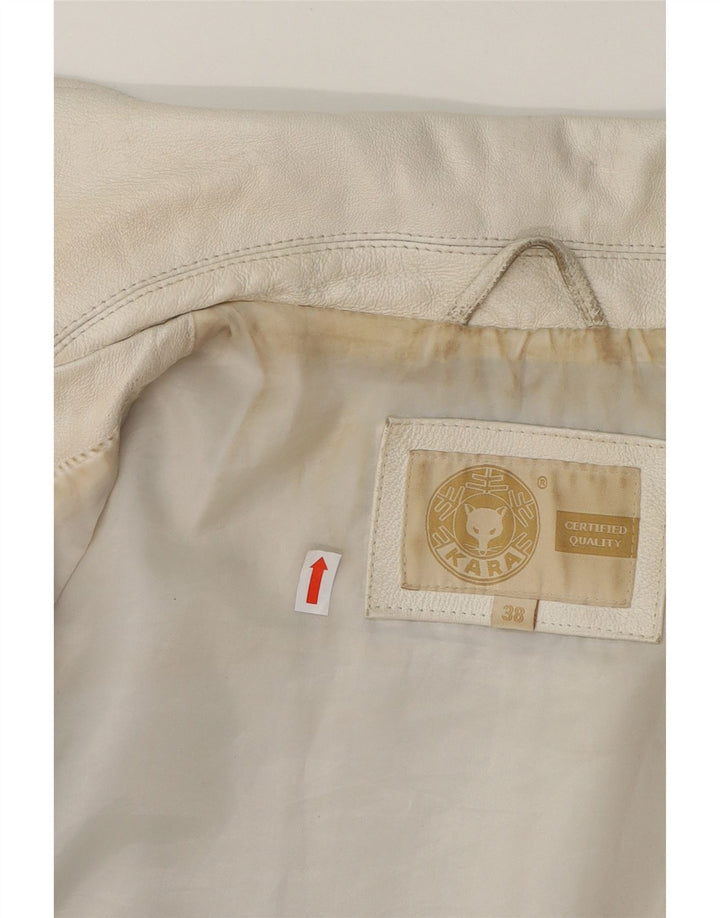 KARA Womens Leather Jacket EU 38 Medium Off White Vintage Kara and Second-Hand Kara from Messina Hembry 