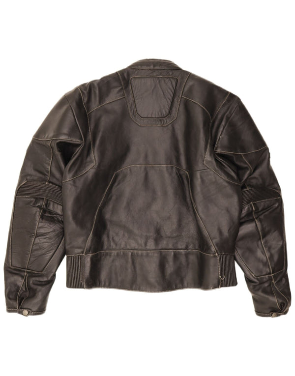 POLO Womens Leather Racer Jacket UK 14 Medium Black Leather