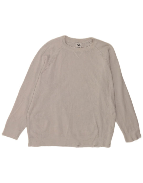 Zara Mens Crew Neck Jumper Sweater Large Grey