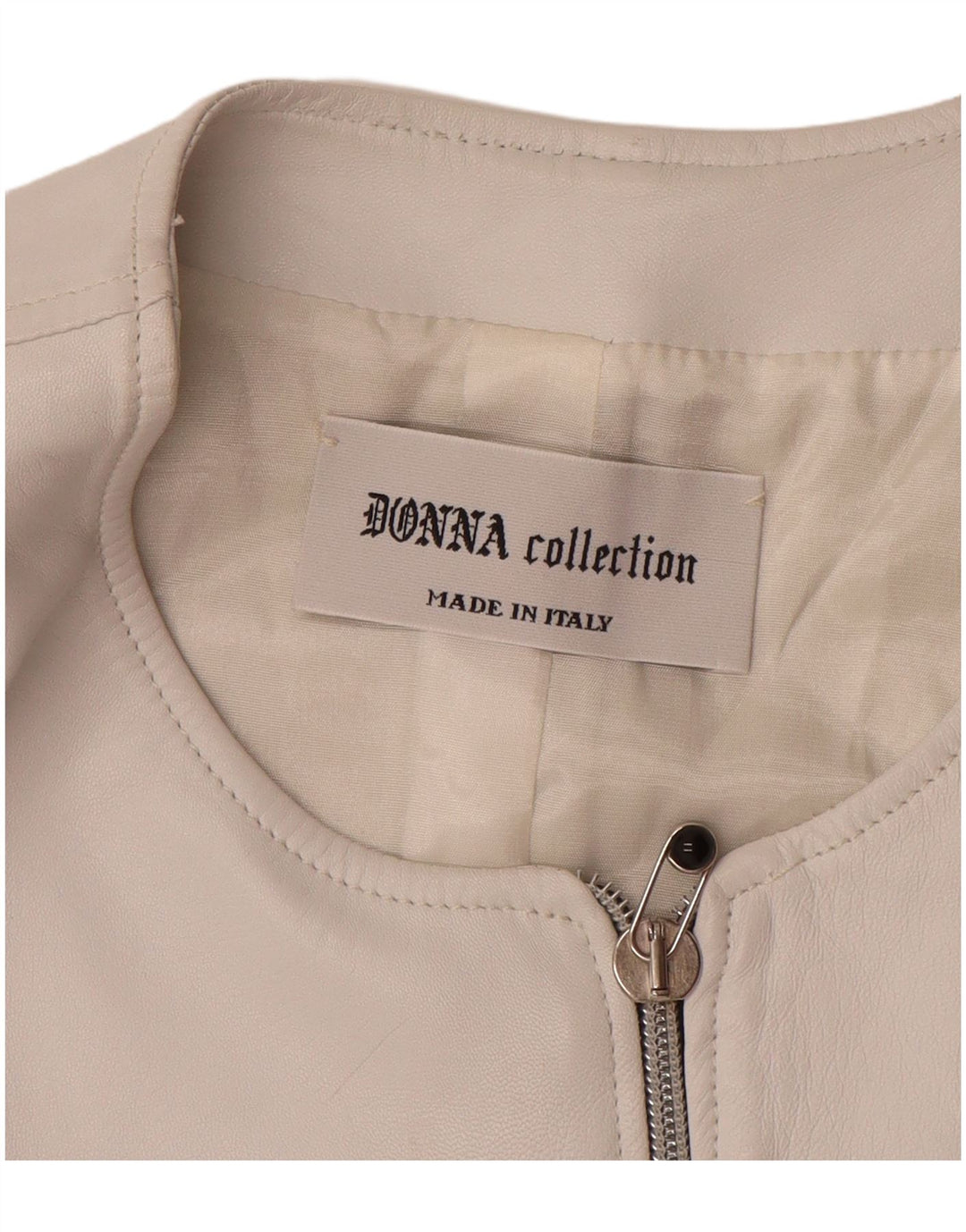 VINTAGE Womens Leather Gilet UK 12 Medium White