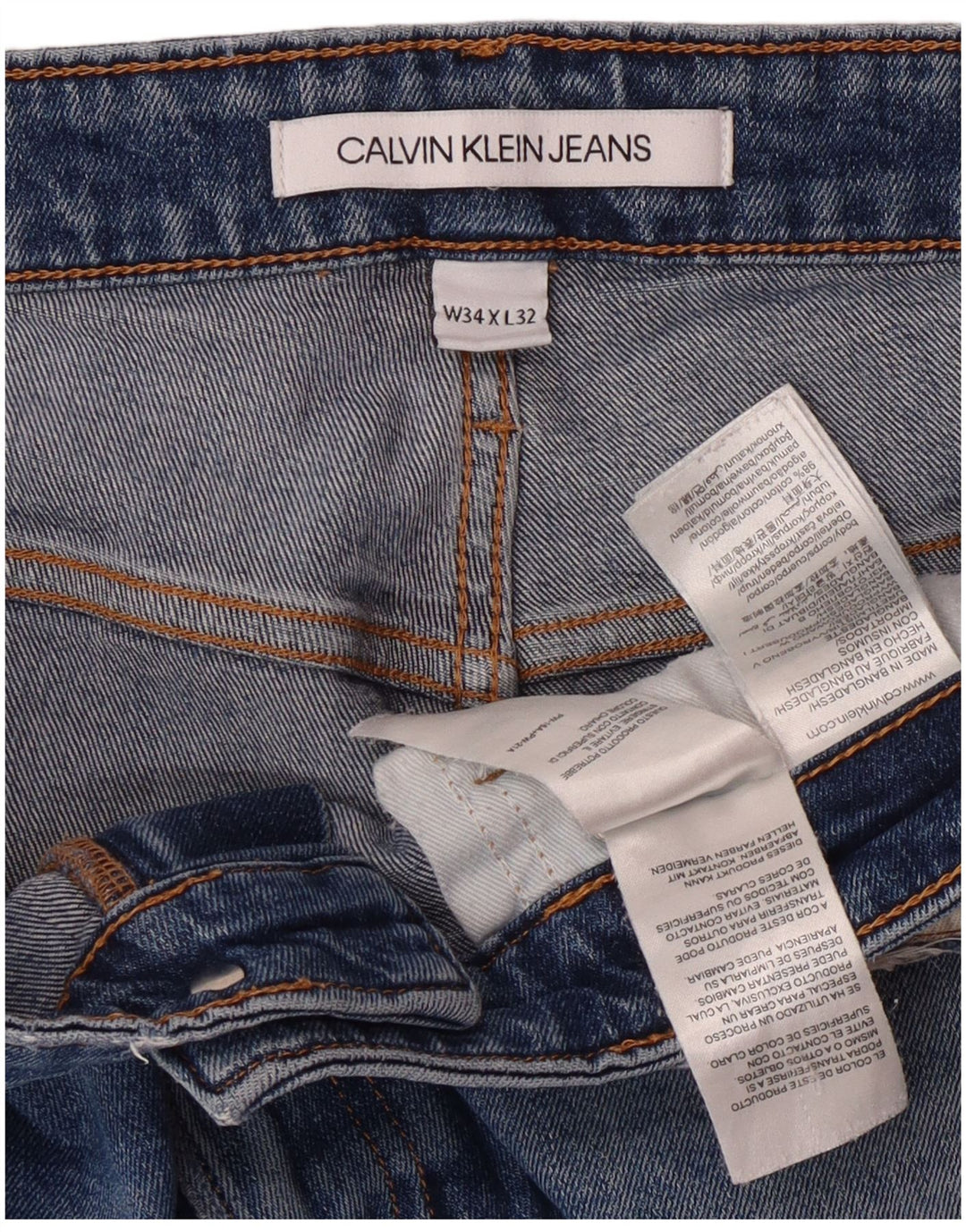 Calvin Klein Mens Slim Jeans W34 L28 Blue Cotton