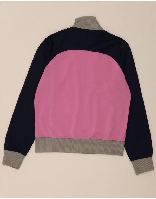 Asics Girls Tracksuit Top Jacket 13-14 Years Navy Blue Colourblock