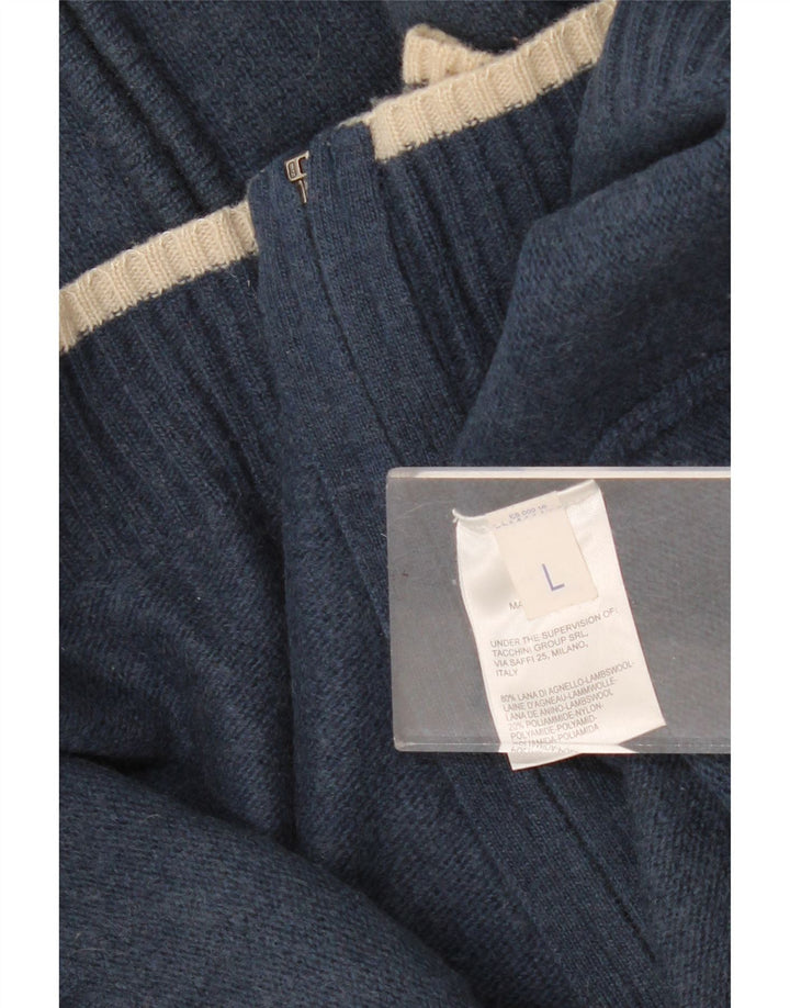 Sergio Tacchini Womens Cardigan Sweater UK 16 Large Navy Blue Lambswool