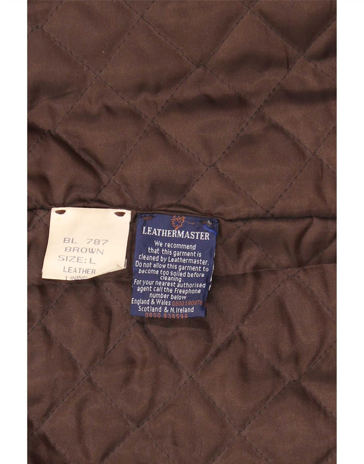 Vintage Mens Leather Coat UK 40 Large Brown