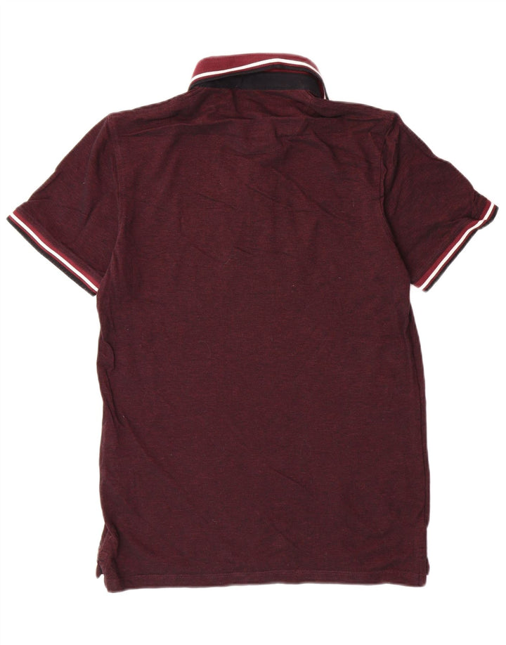 JACK & JONES Mens Polo Shirt Medium Burgundy Cotton