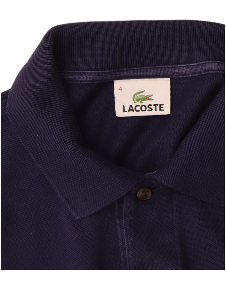 LACOSTE Mens Long Sleeve Polo Shirt Size 4 Medium Navy Blue Cotton