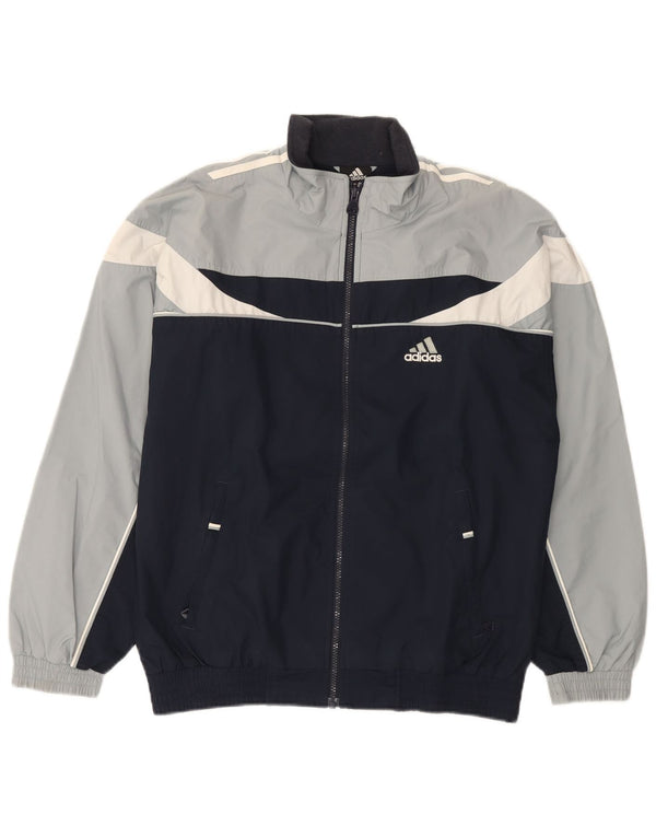 Adidas Mens Tracksuit Top Jacket UK 36/38 Small Black Colourblock Polyester