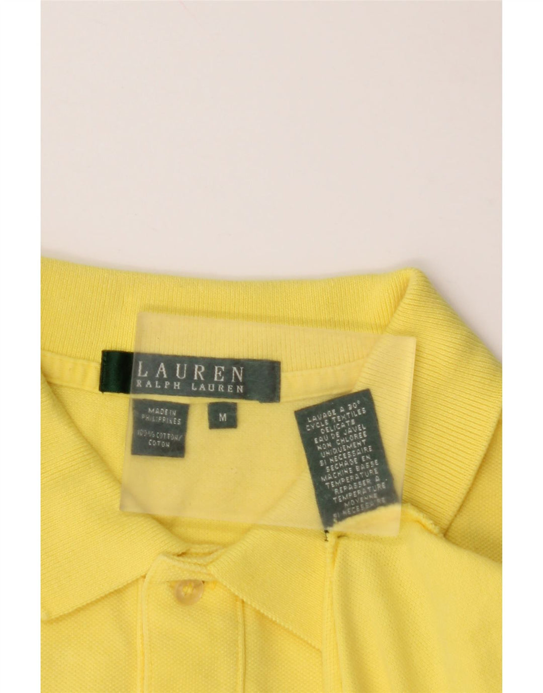 RALPH LAUREN Womens Crop Polo Shirt UK 14 Medium Yellow Cotton