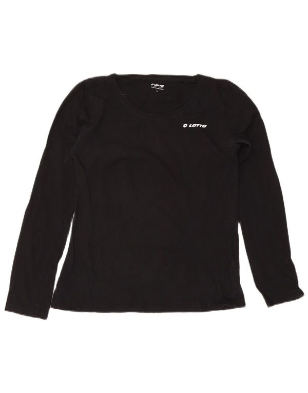 Lotto Womens Top Long Sleeve US 4 Small Black Cotton