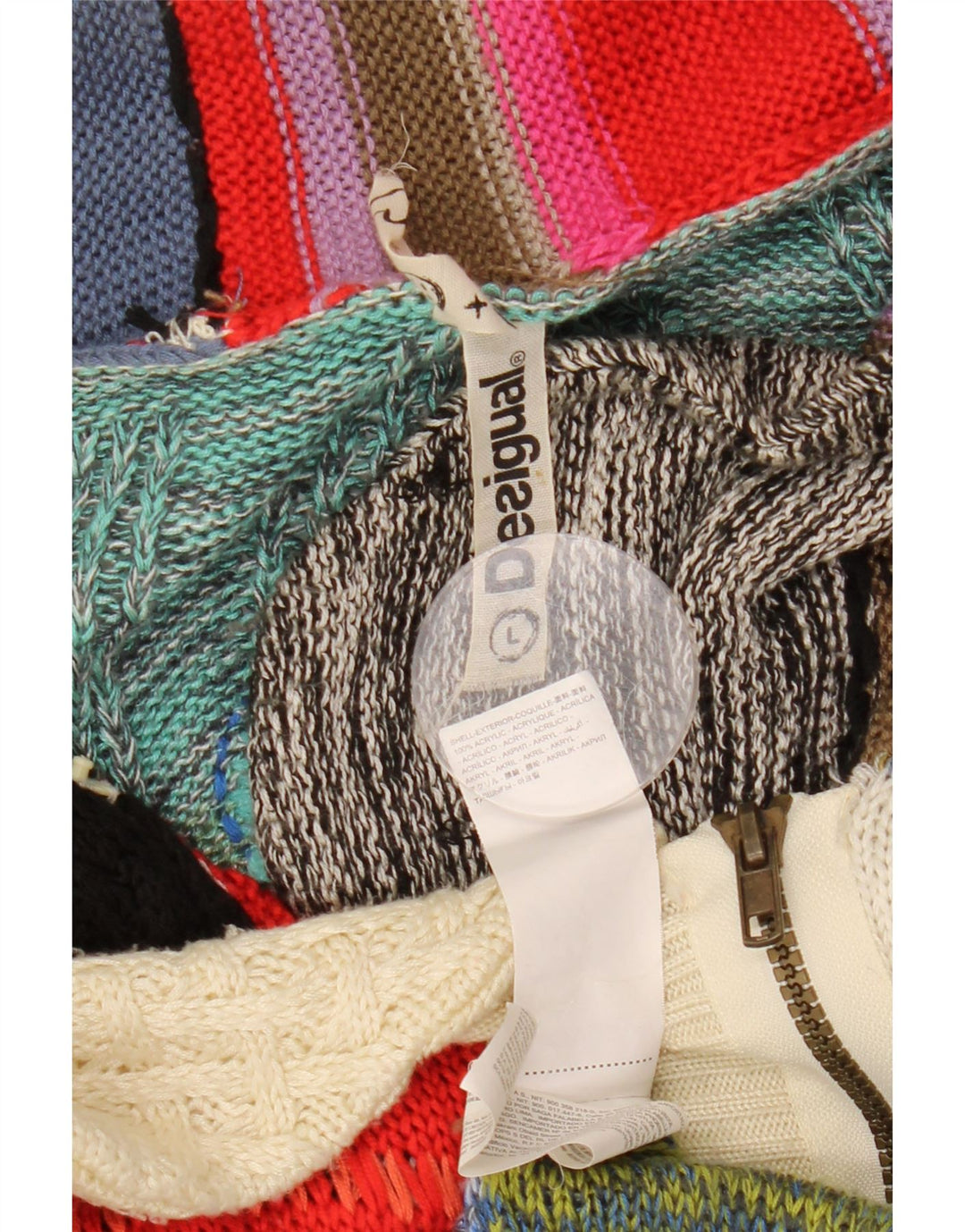 DESIGUAL Womens Cardigan Sweater UK 16 Large Multicoloured Patchwork