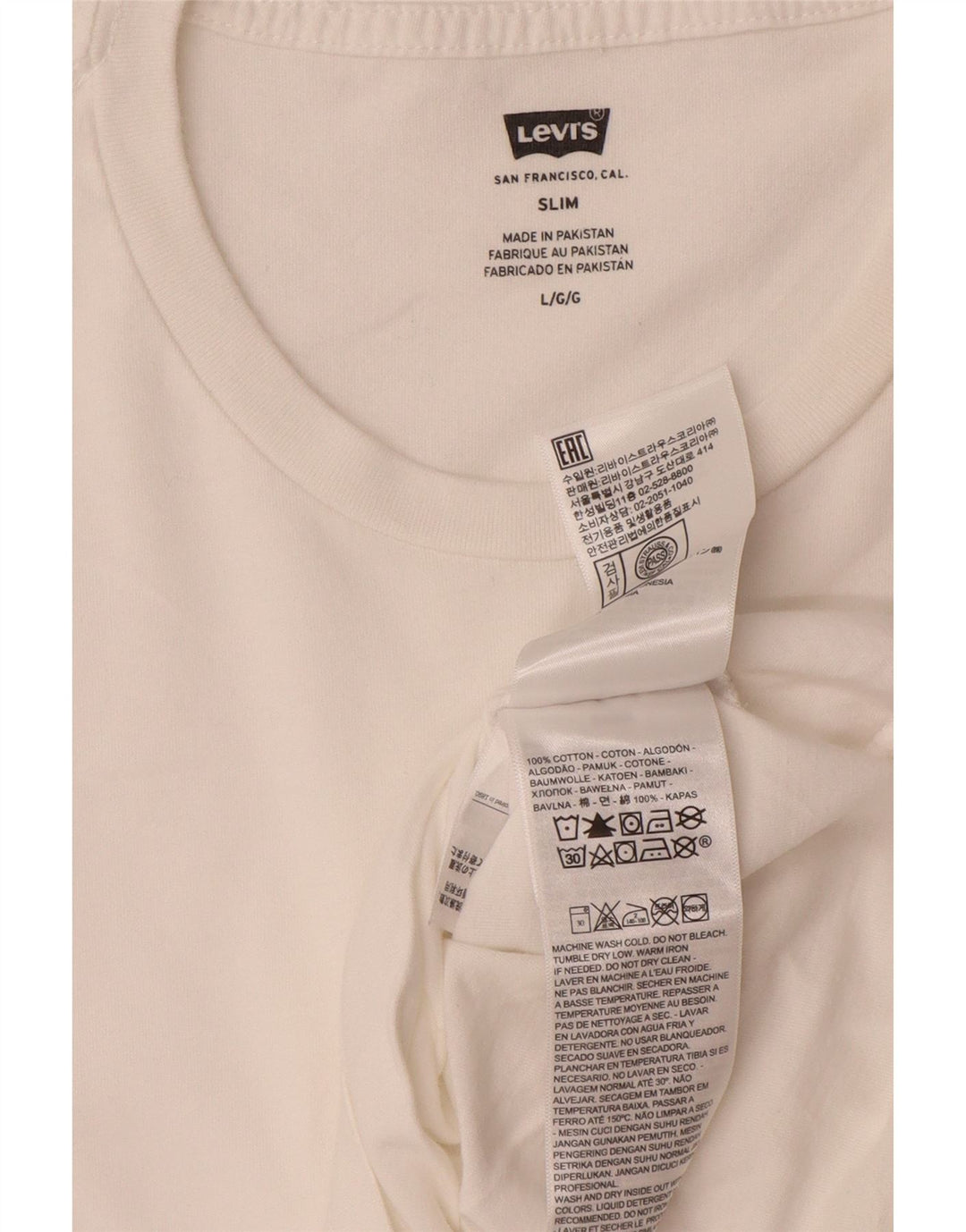 LEVI'S Mens Slim T-Shirt Top Large White Cotton