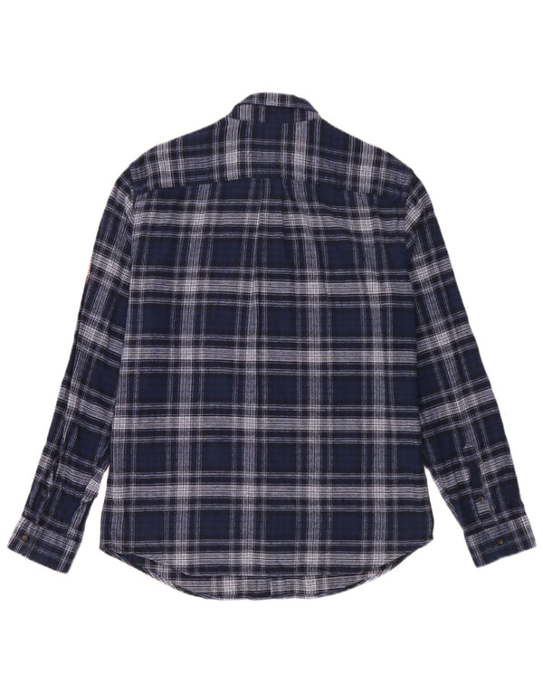 Marks & Spencer Mens Regular Fit Flannel Shirt Medium Navy Blue Check