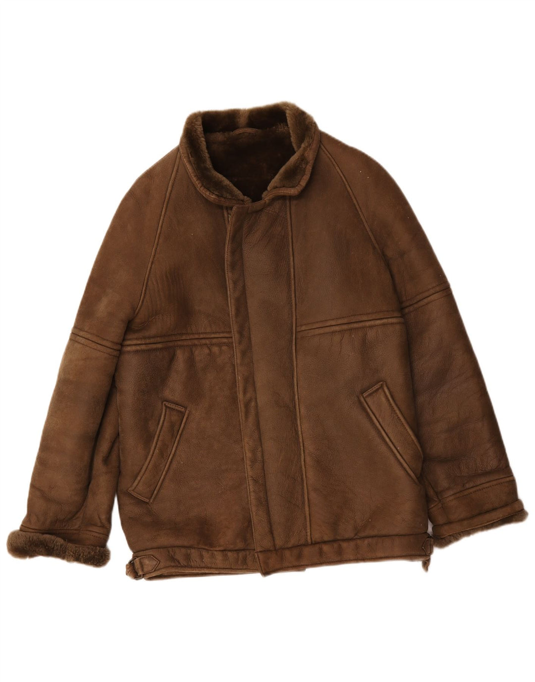 Vintage Mens Shearling Jacket IT 50 Large Brown