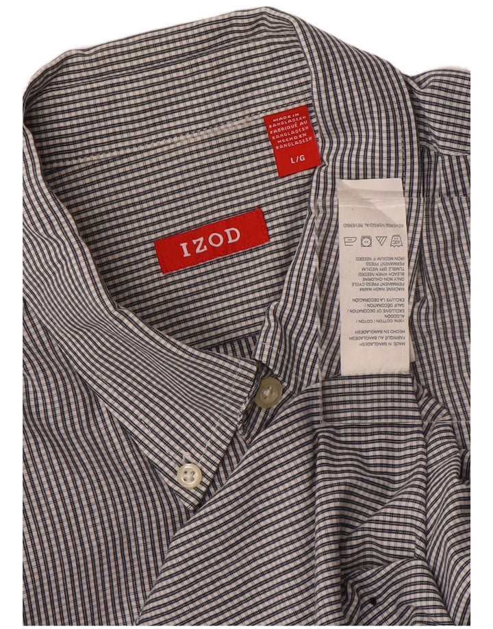 IZOD Mens Shirt Large Grey Gingham Cotton