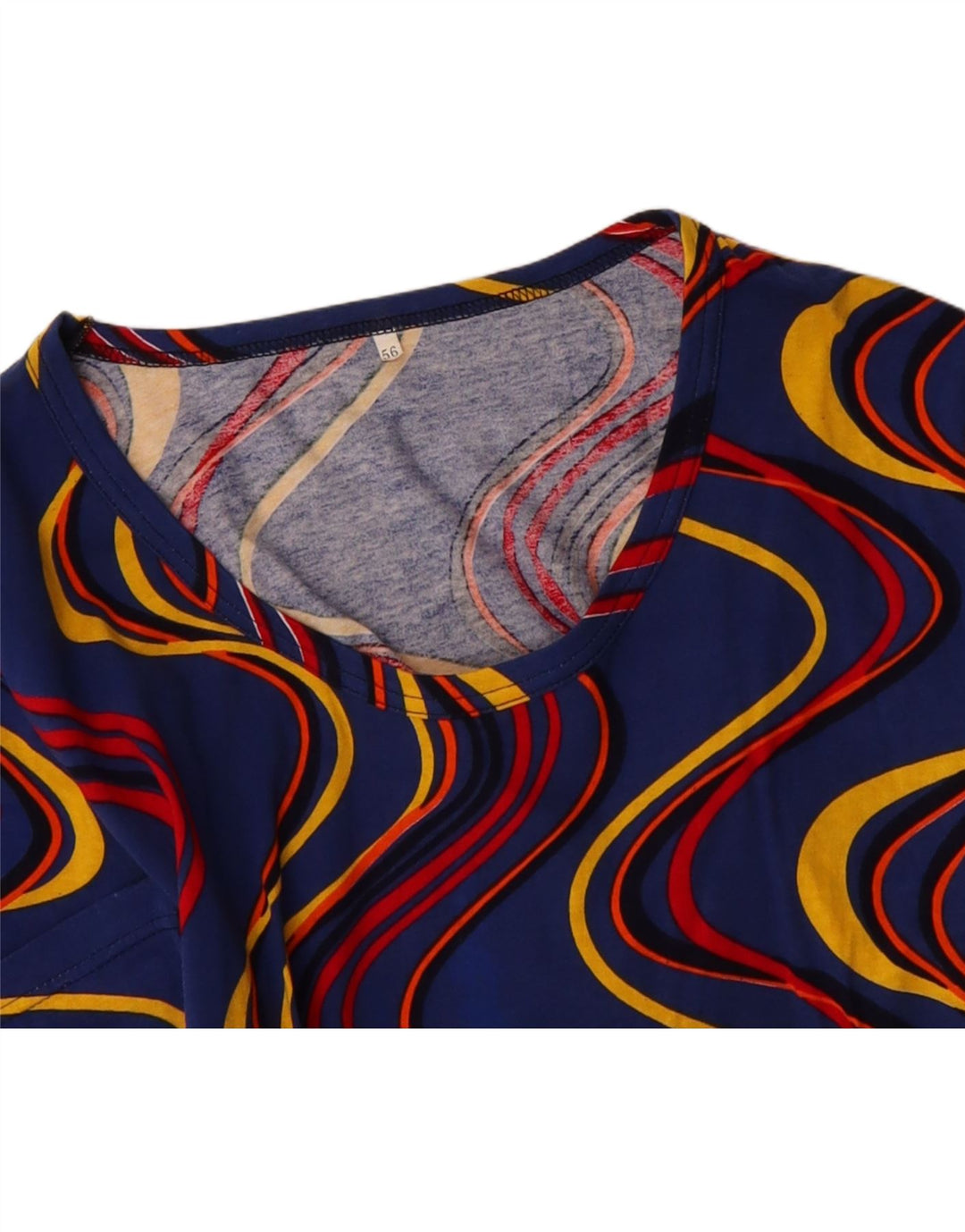 VINTAGE Womens Abstract Pattern T-Shirt Top IT 56 4XL Blue Vintage Vintage and Second-Hand Vintage from Messina Hembry 