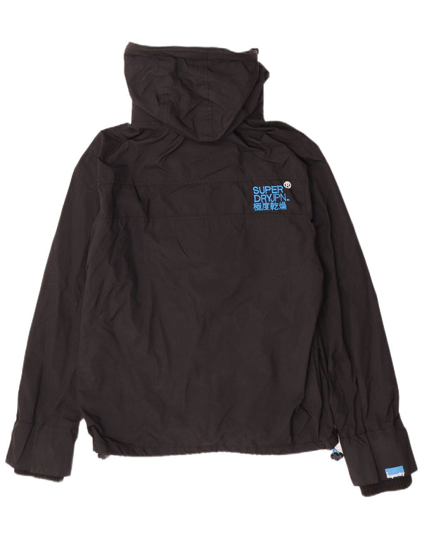 Superdry Mens Windcheater Hooded Rain Jacket UK 40 Large Black Colourblock
