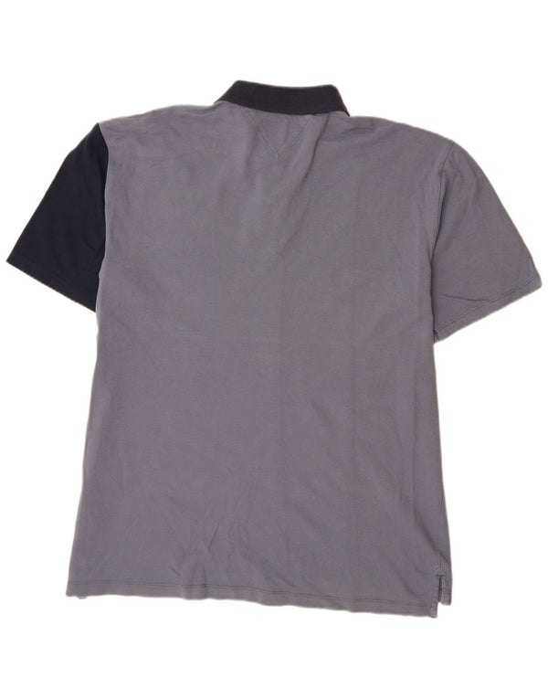 TOMMY HILFIGER Mens Polo Shirt 2XL Multicoloured Colourblock Cotton