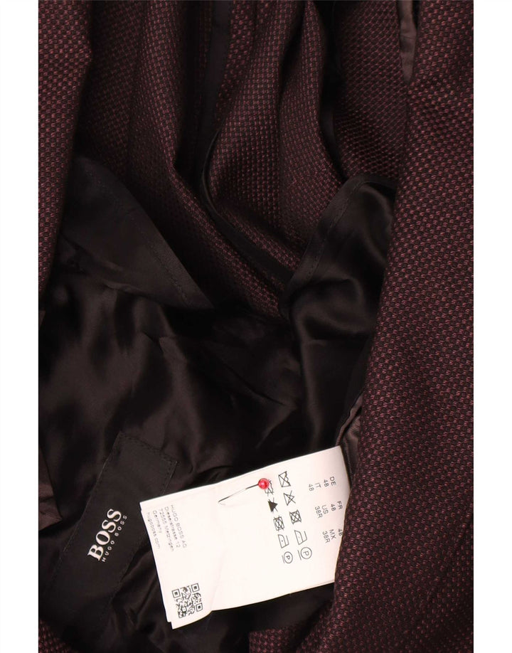 Hugo Boss Mens 2 Button Blazer Jacket EU 48 Medium Burgundy Wool